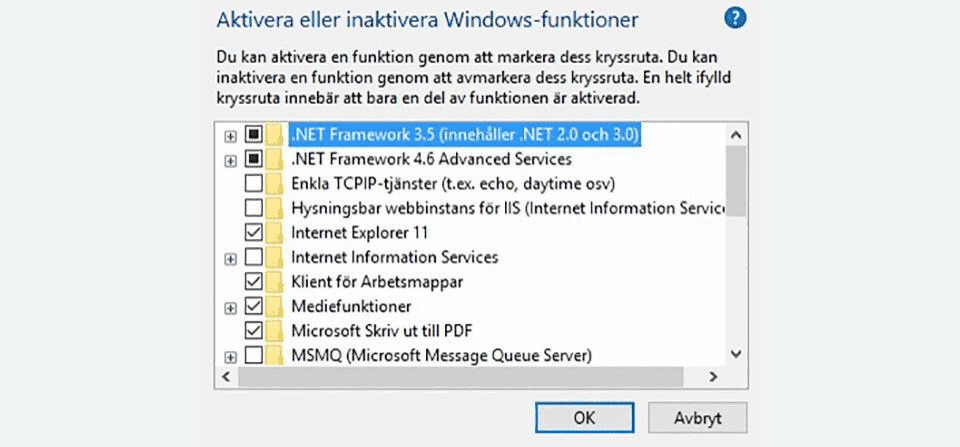 Inaktivera onödiga funktioner i Windows